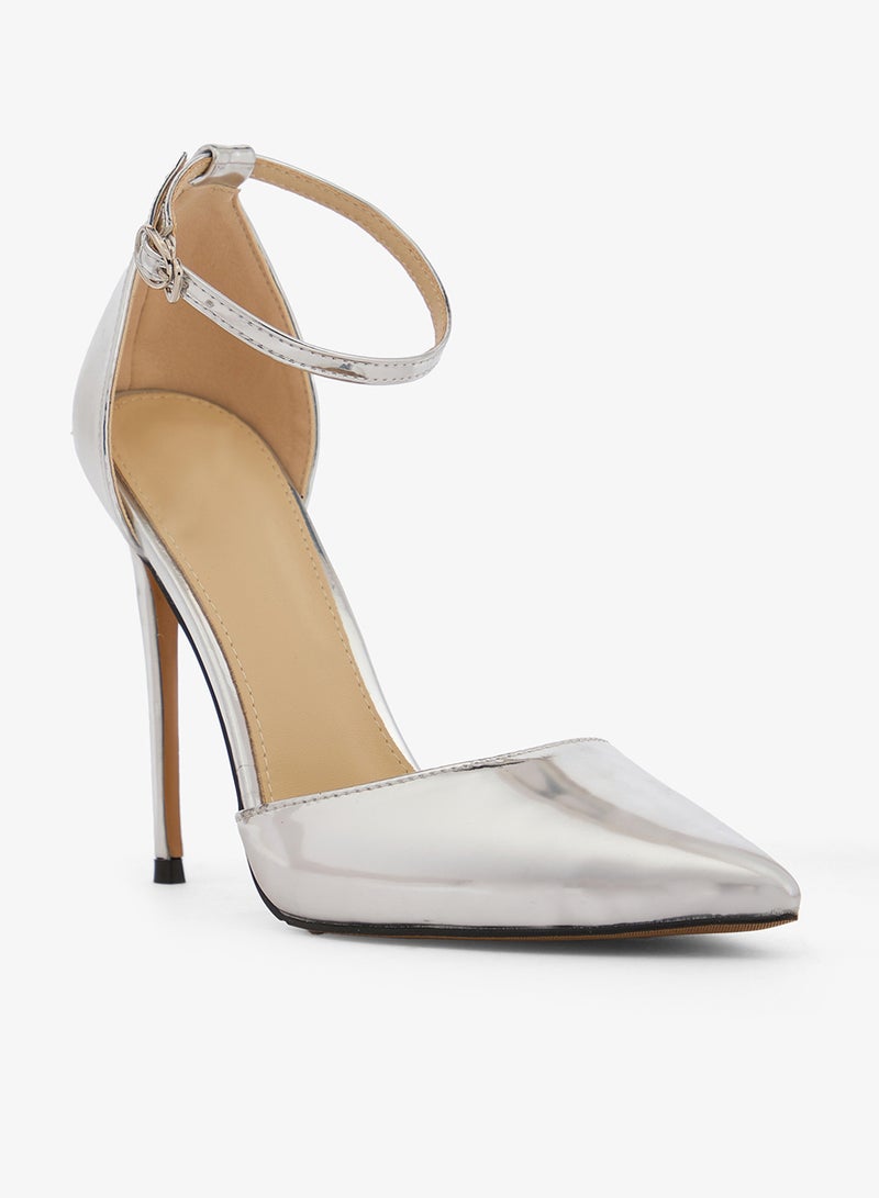 Namshi x Silver Metallic High Heel Pumps - Image 2